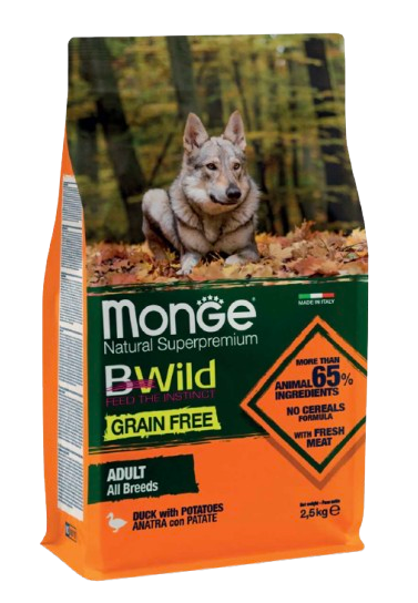 Monge Bwild Grain Free Perros Adultos Sabor Pato y Papa