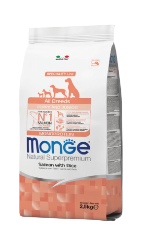 Monge Natural Superpremium Todas las Razas Puppy y Junior Monoprotein Salmon con Arroz