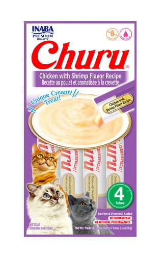 Churu Gatos Sabor Pollo con Camarón 4 Tubos x 14 gr c/u