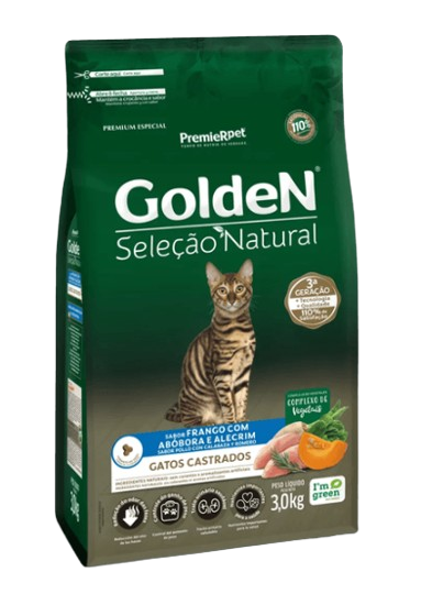GoldeN Selección Natural Gatos Castrados Sabor Pollo Con Calabaza y Romero