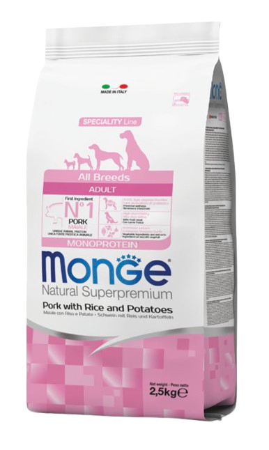 Monge Natural Superpremium Monoprotein Perro Adulto Sabor Cerdo, Arroz y Papa