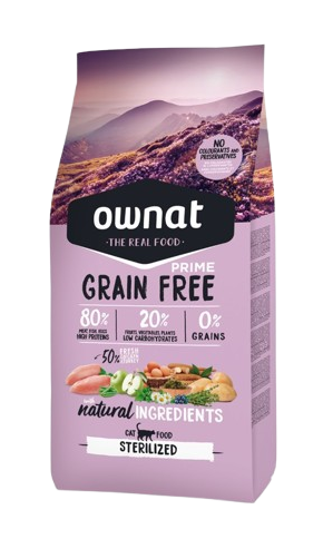 Ownat Grain Free Prime Gatos Esterilizados Sabor Pavo y Pollo